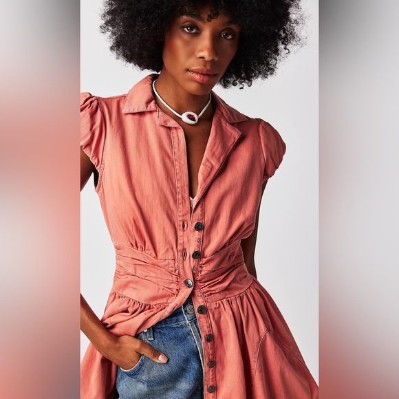 Free People Chester Dress in Lightest Rose- Medium - Picture 3 of 10